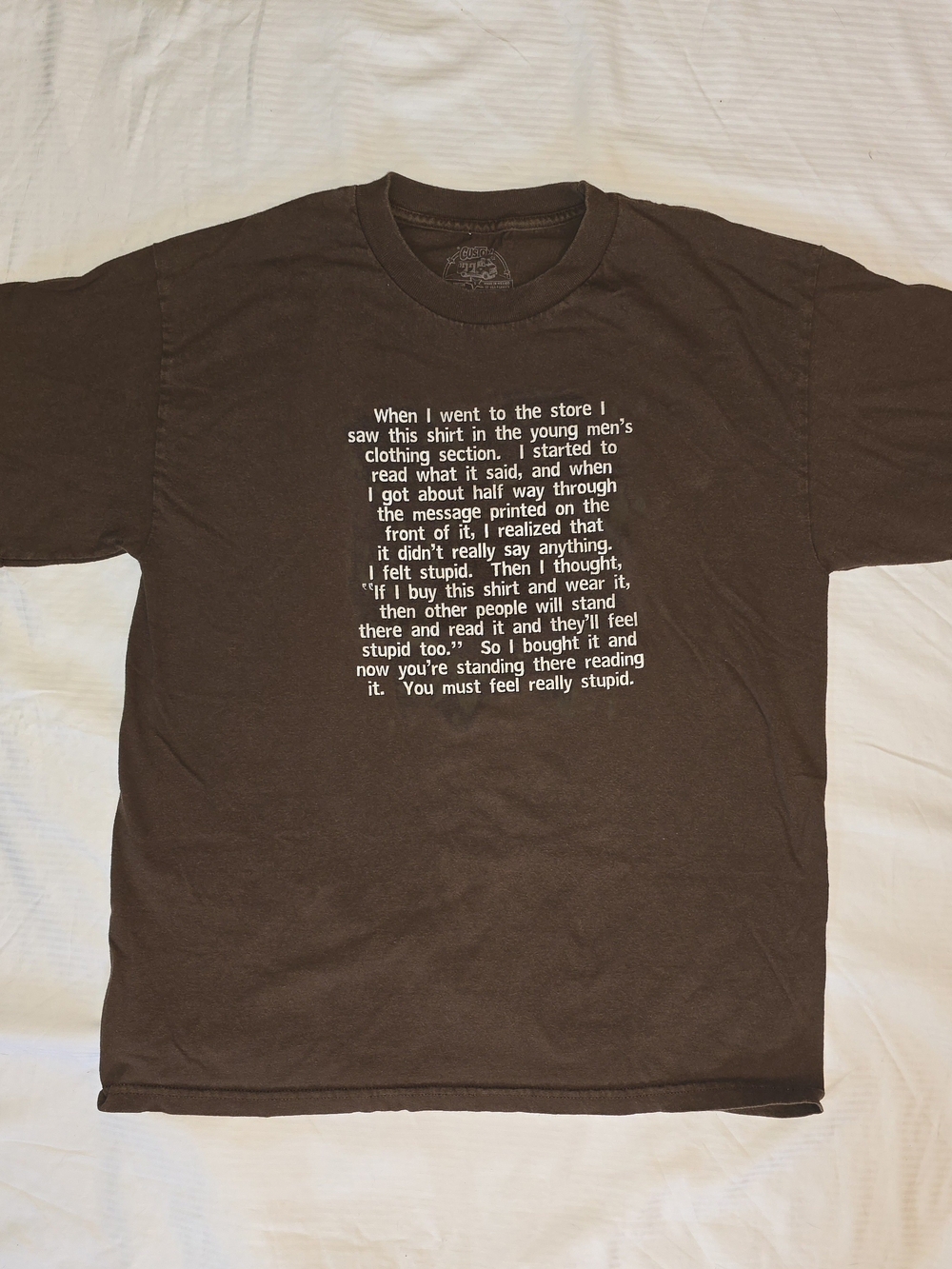 Vintage Y2K Collectible Novelty Funny Men's Brown Short-Sleeve Graphic Tee